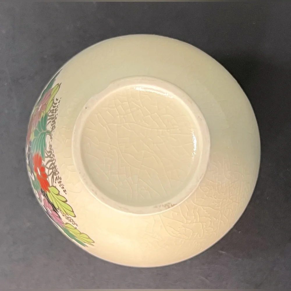 Vintage Otagiri Kutani Ware Ceramic Japanese Floral Vases & Ginger Jar 3 Pc Set